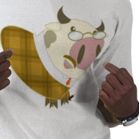 Cartoon Hearts Cow Teacher T-shirt